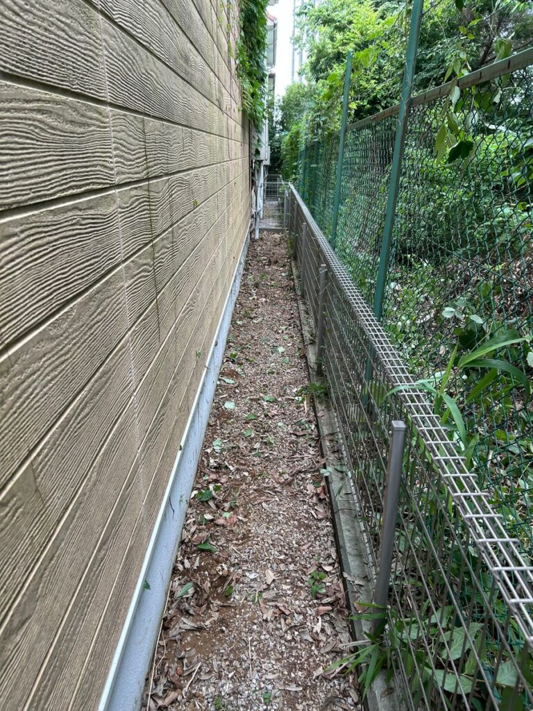 同じ通路の草をとったあと